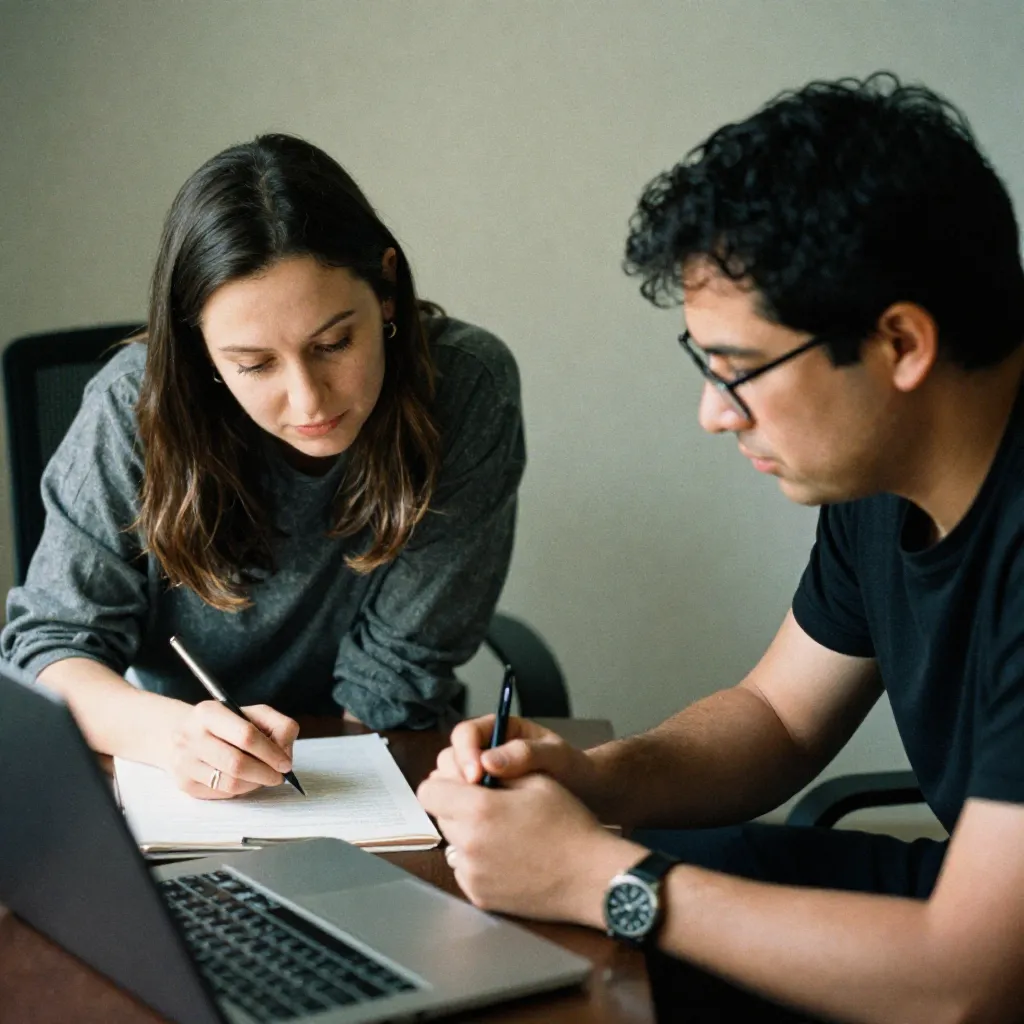 Interior space with strong horizontal lines and neutral palette
